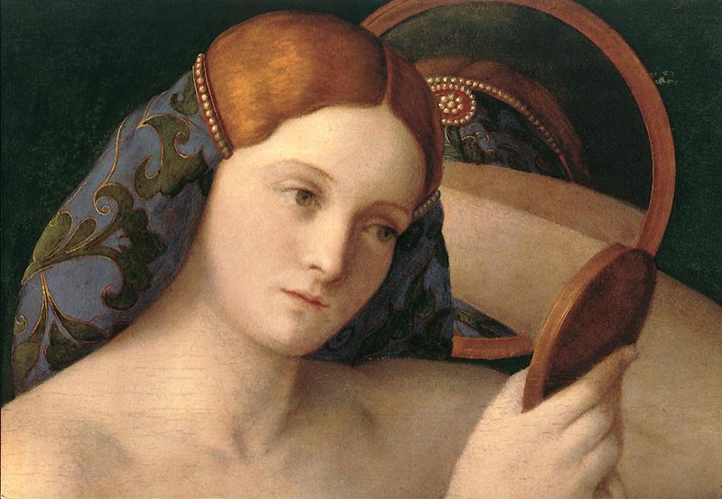 BELLINI, Giovanni Naked Young Woman in Front of the Mirror (detail) oil painting picture